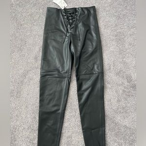 Zara lace up faux leather pants